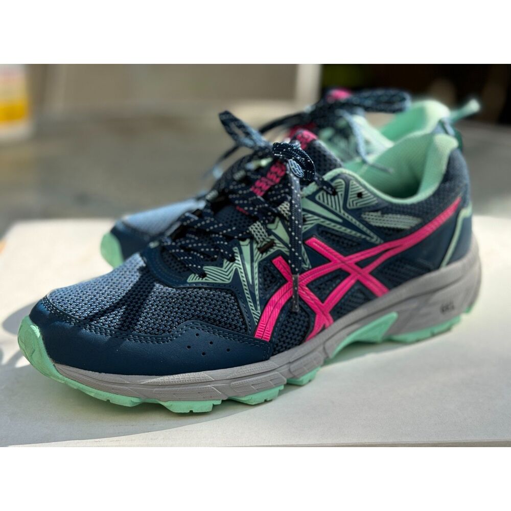 Asics Women's Gel-Venture MAKO Blue Pink GLO 8 Running Shoes Sneakers Size 9